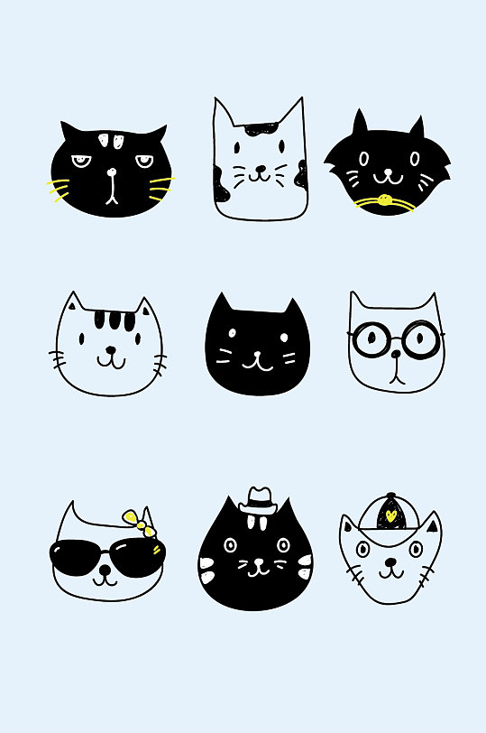 ai矢量猫脸小猫