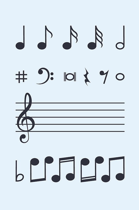 矢量音乐符号音符元素