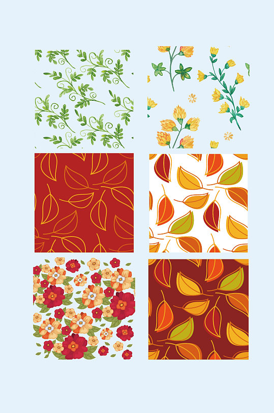 矢量花草树叶底纹背景-众图网