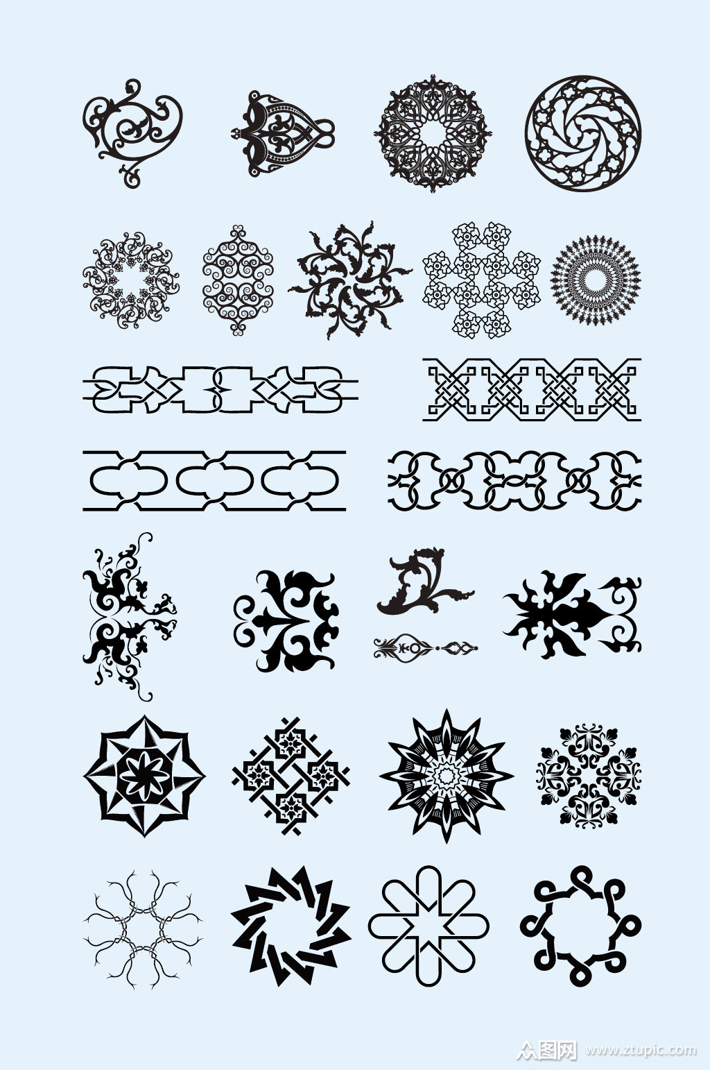 中式矢量花纹图形元素