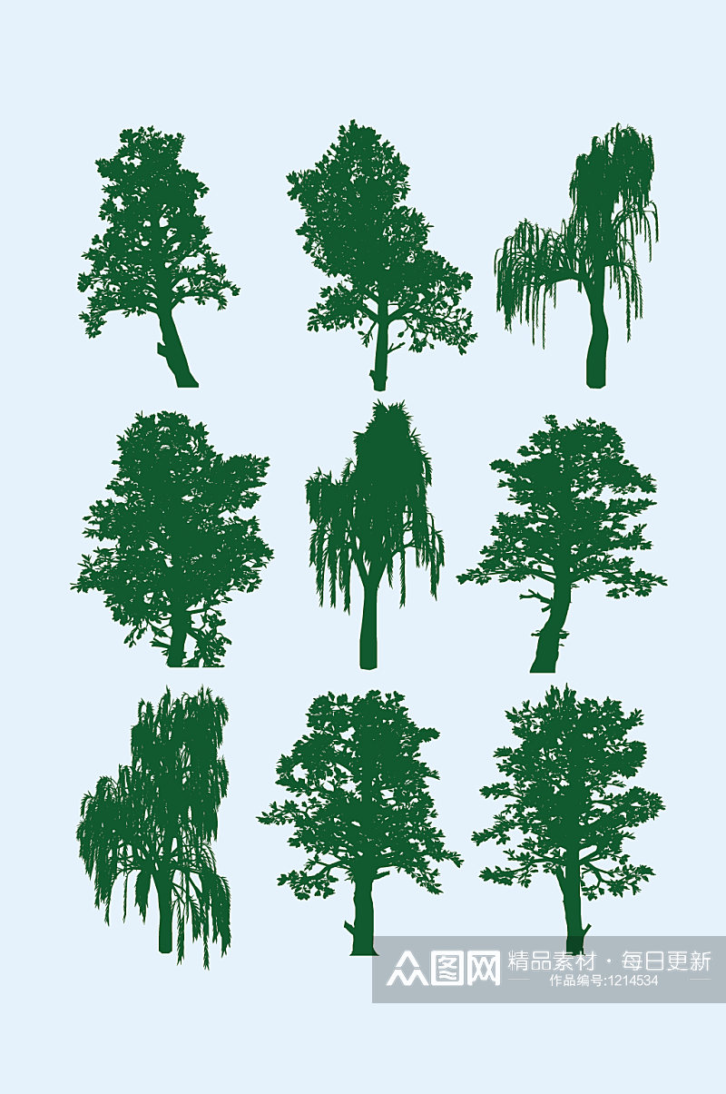 AI矢量树木树元素 大树矢量图素材