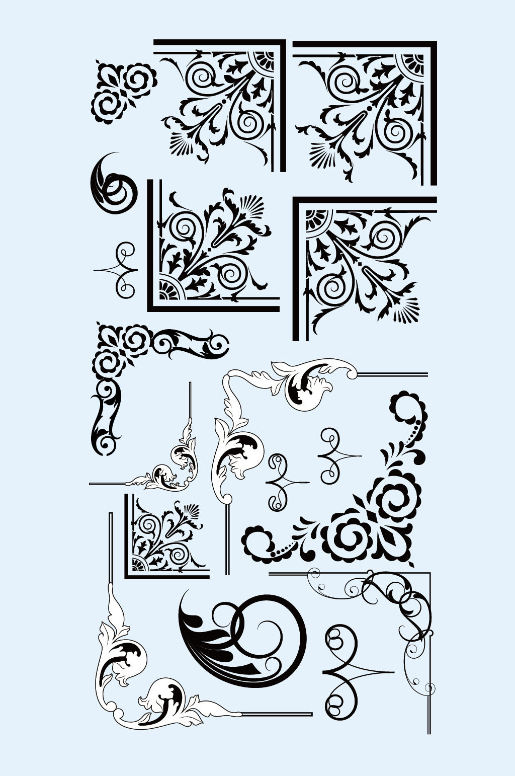 欧式矢量花边花纹花草