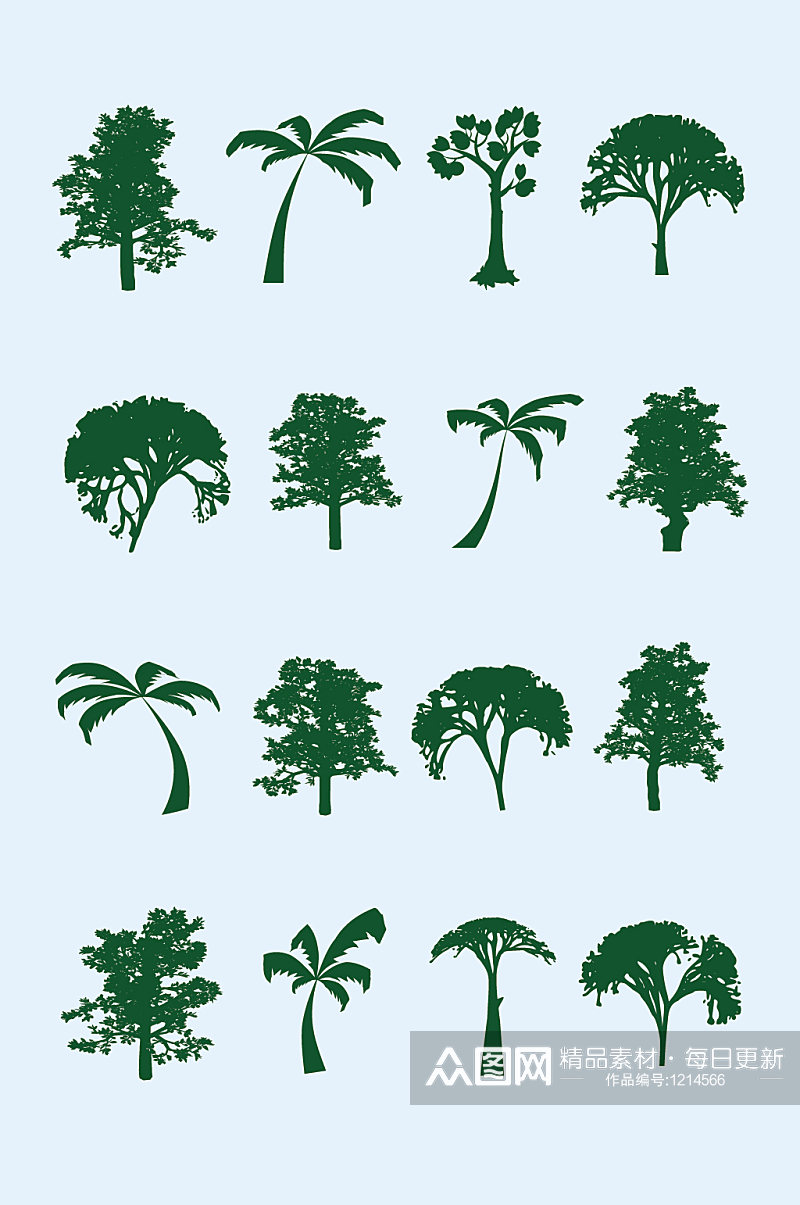 矢量树木手绘树元素 大树矢量图素材