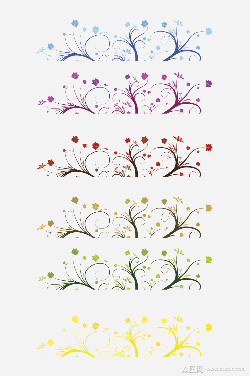 矢量花纹花边花草