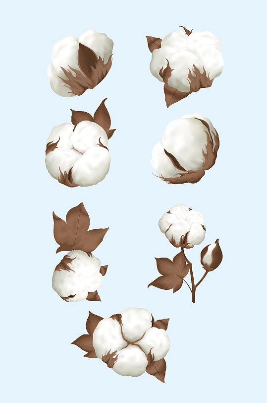 矢量白色棉花棉絮