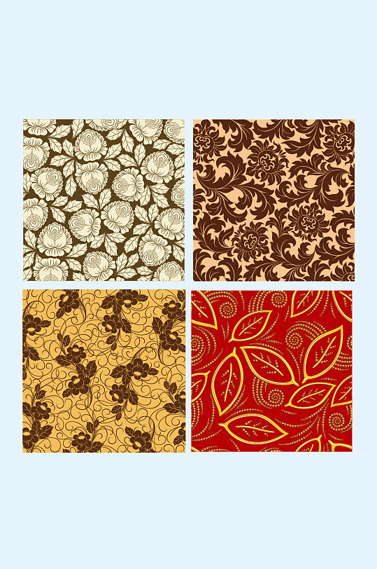 矢量树叶花朵底纹背景-众图网