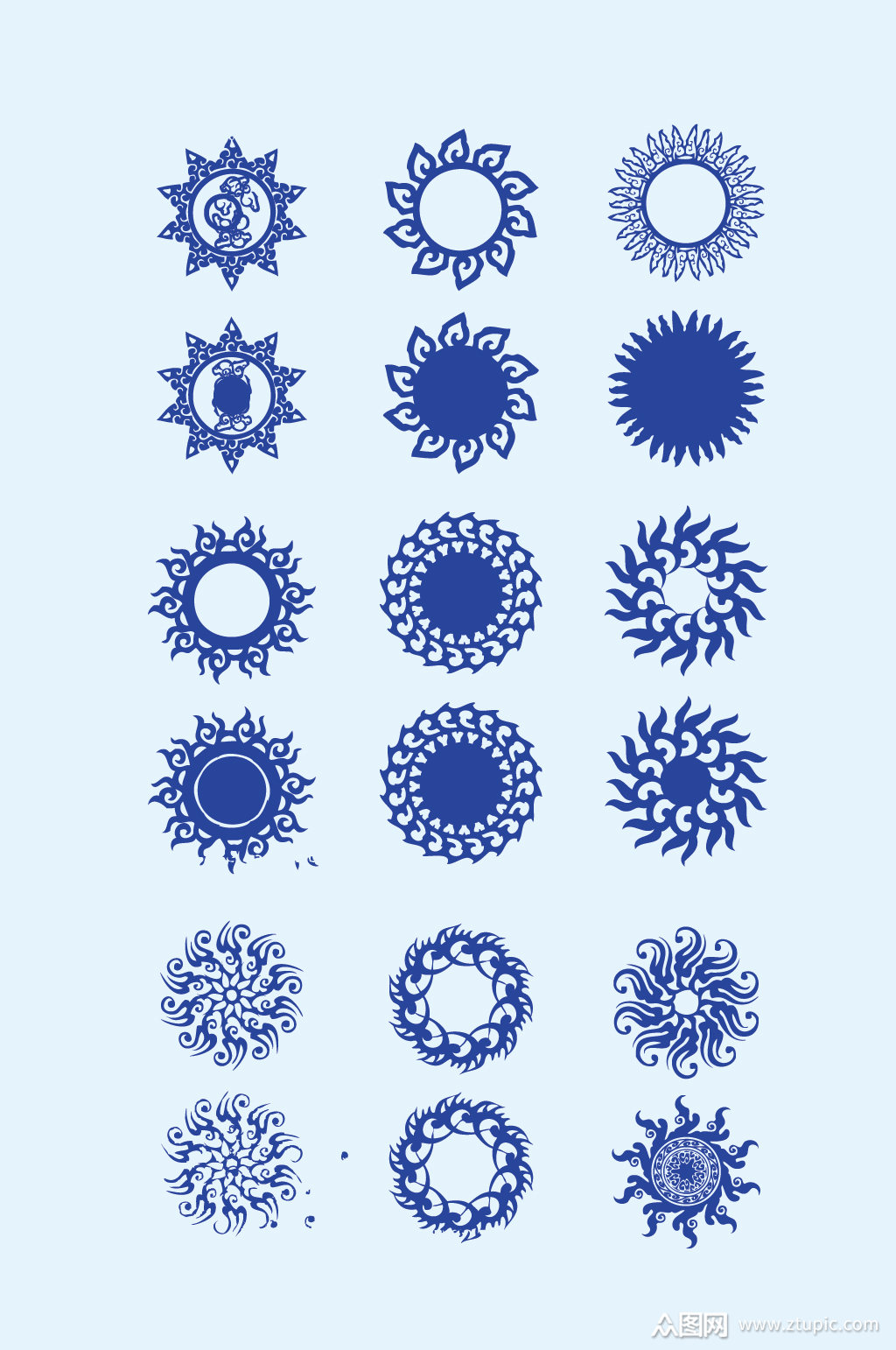矢量圆形花纹边框