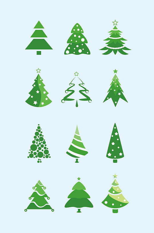 矢量绿色圣诞树元素