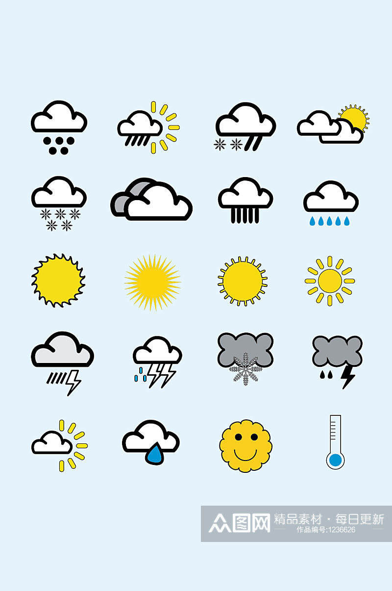 矢量天气预报天气图标素材