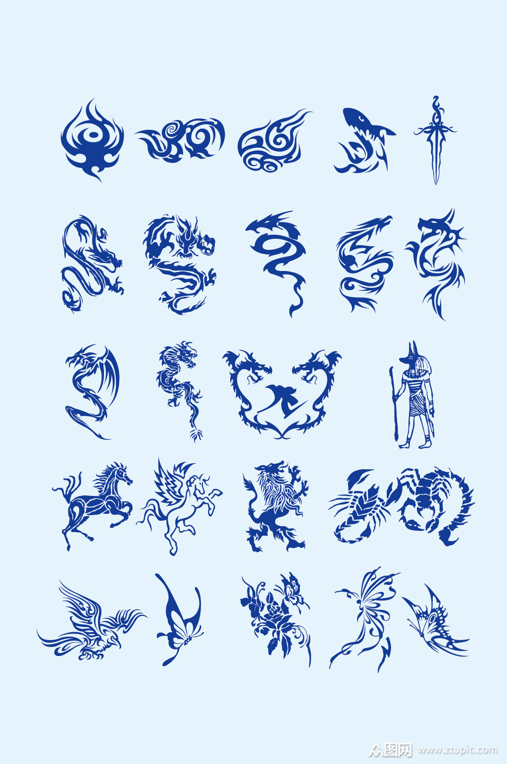 欧式矢量龙刺青元素
