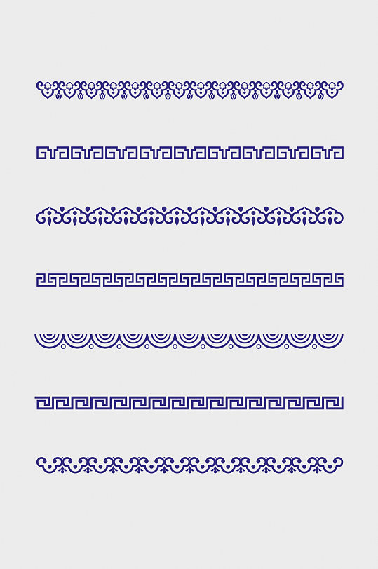 中式矢量花纹花边底边