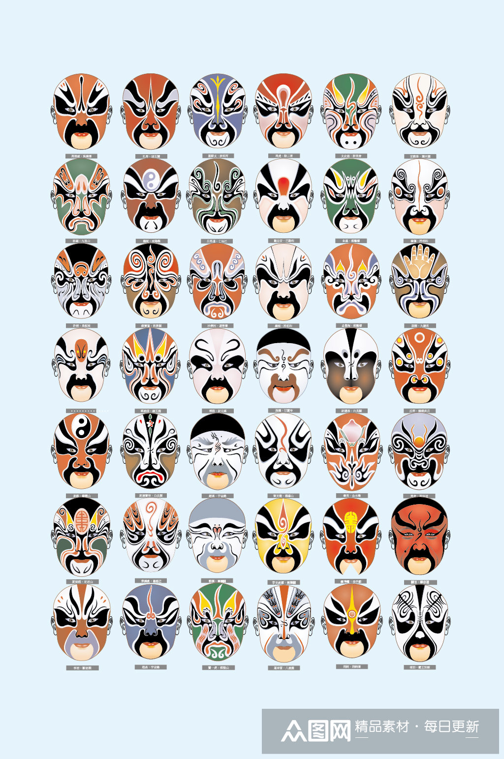 矢量京剧国粹脸谱元素