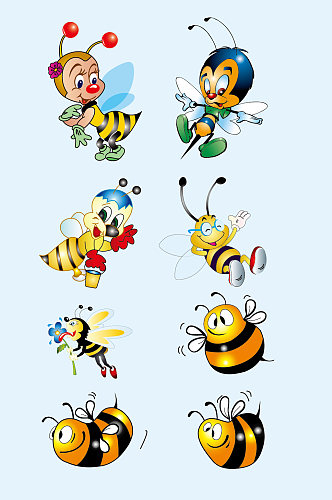 矢量彩色卡通蜜蜂