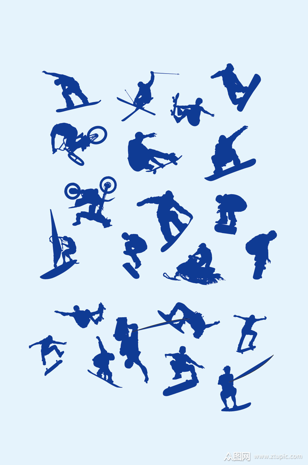 矢量极限运动人物剪影运动元素素材