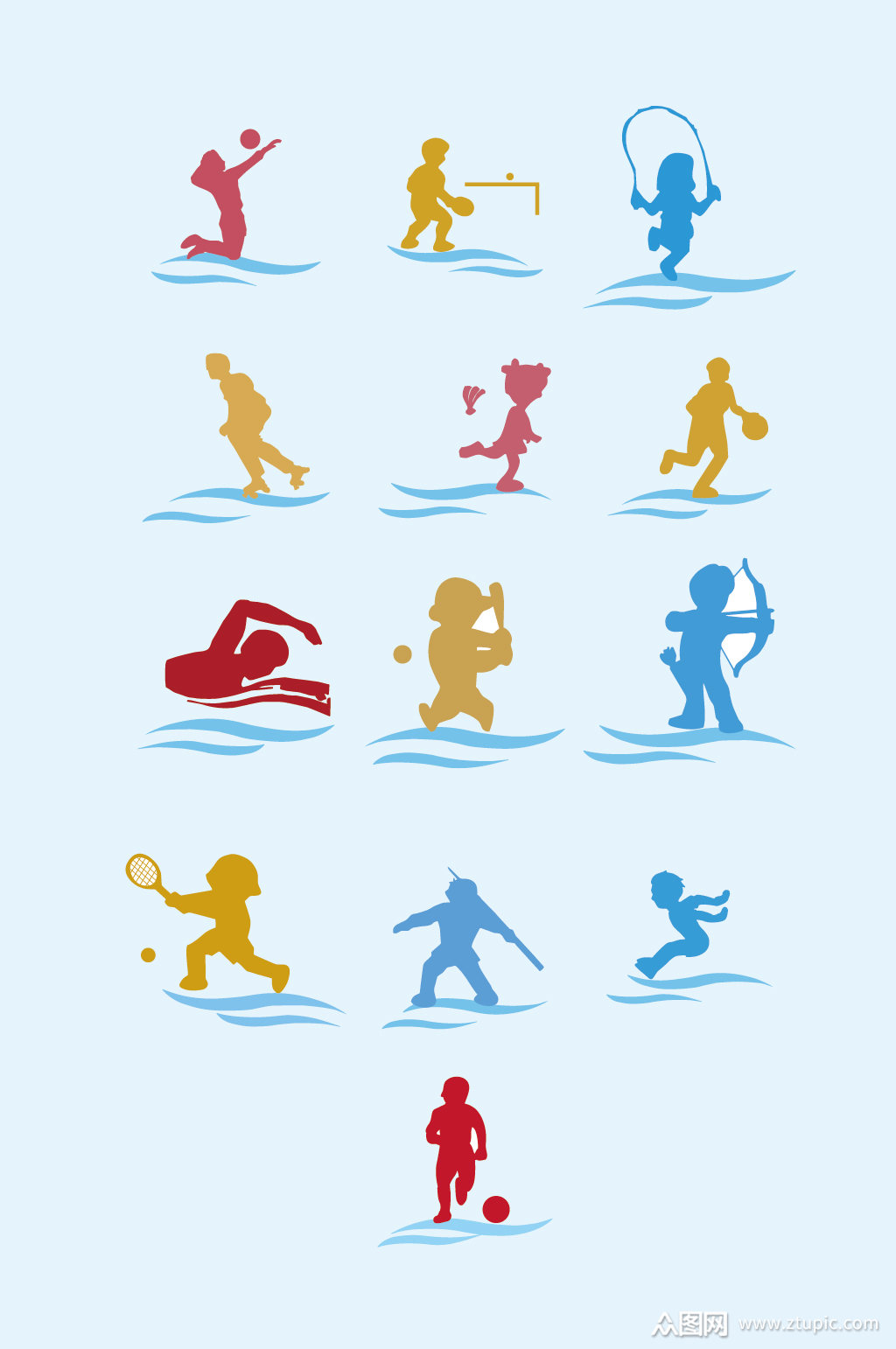 矢量儿童运动人物