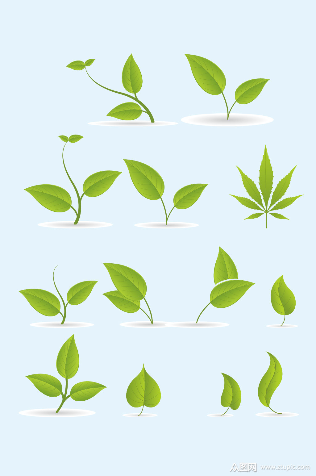 矢量绿色树木树苗叶子