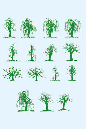 矢量树木树苗剪影