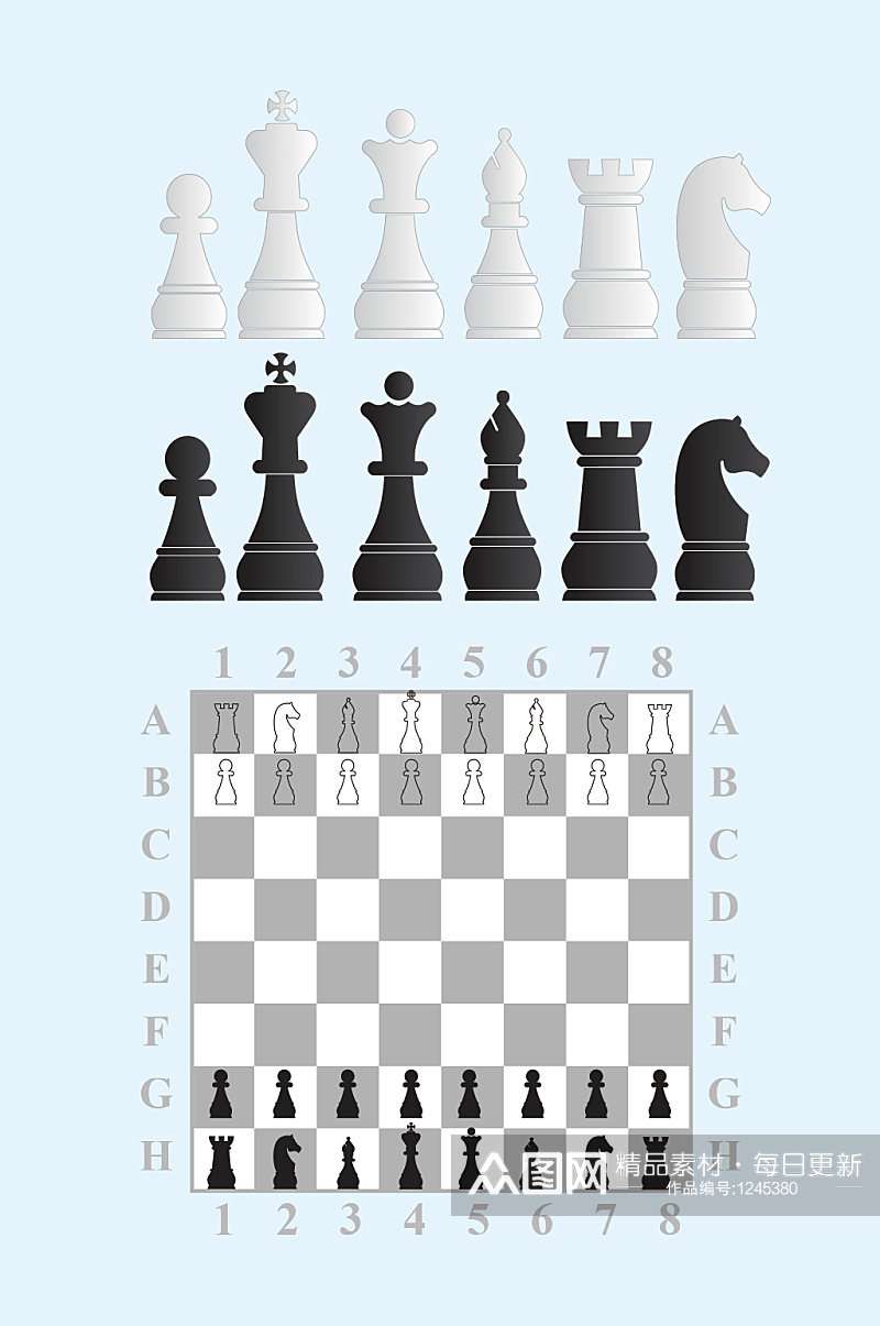 矢量国际象棋棋子棋盘素材