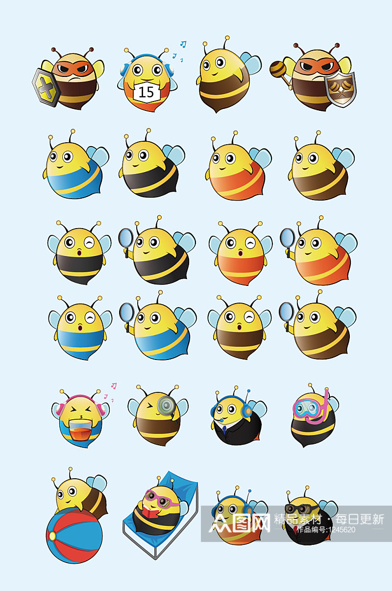 卡通矢量蜜蜂小蜜蜂素材