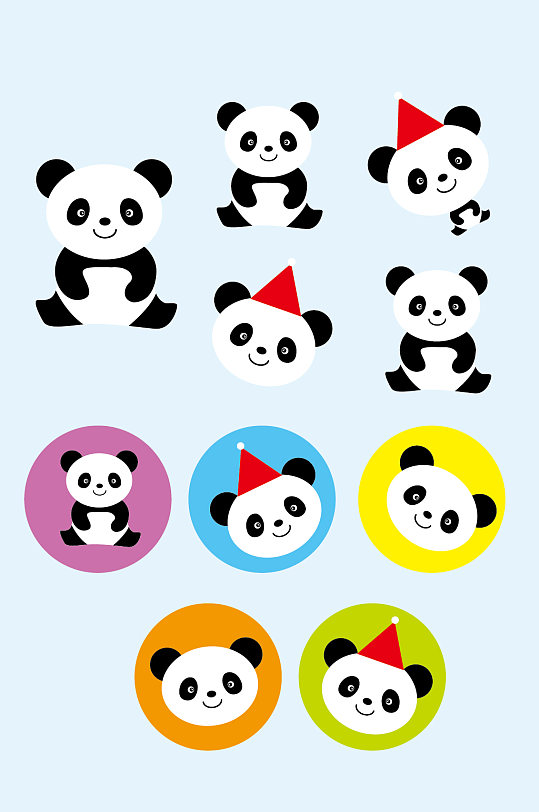AI矢量可爱小熊猫熊猫