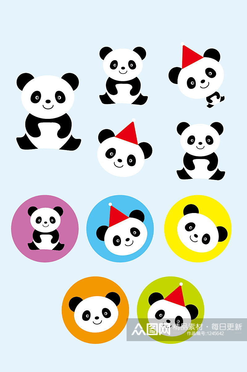 AI矢量可爱小熊猫熊猫素材