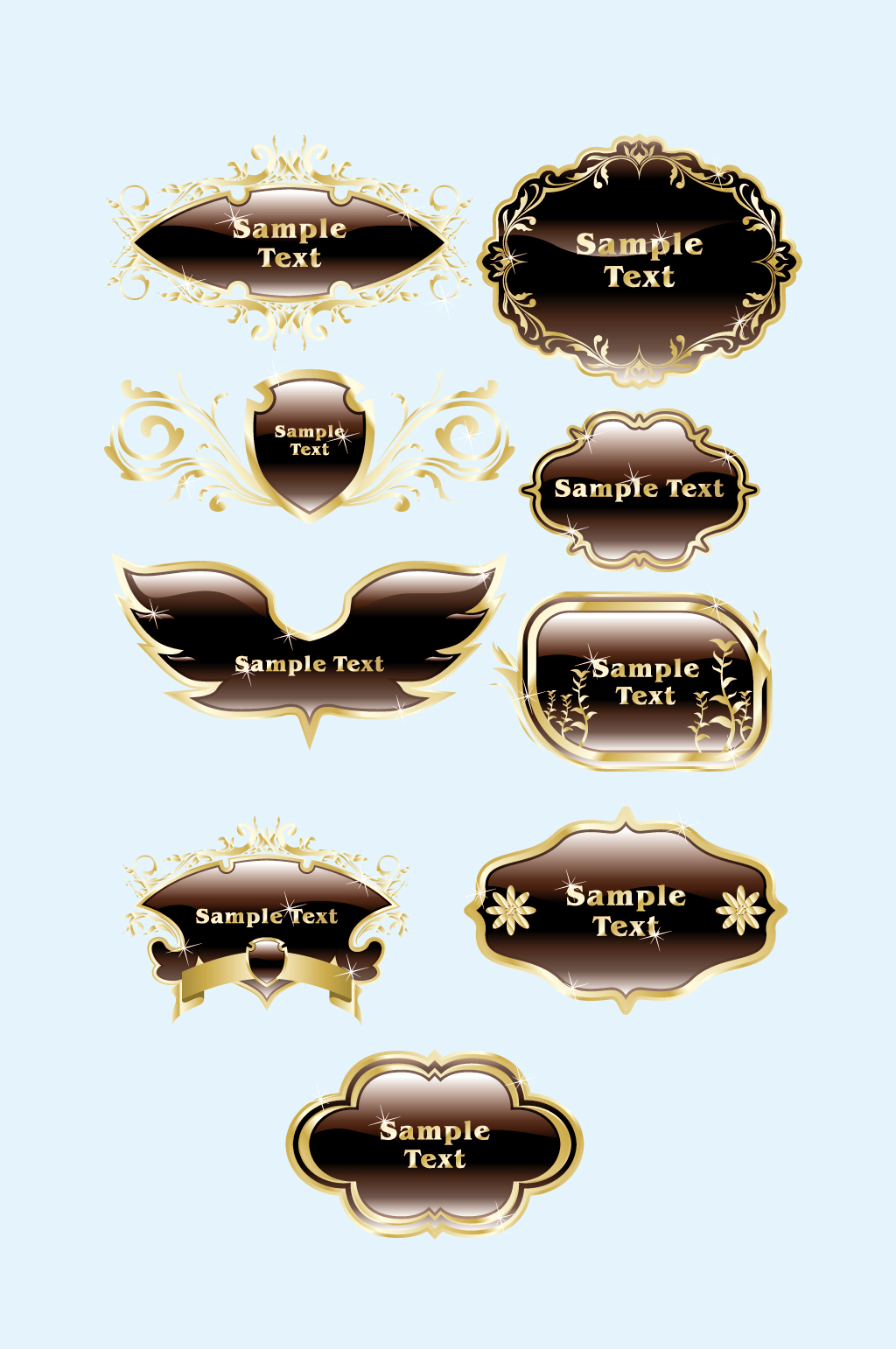 欧式矢量花纹花边标签