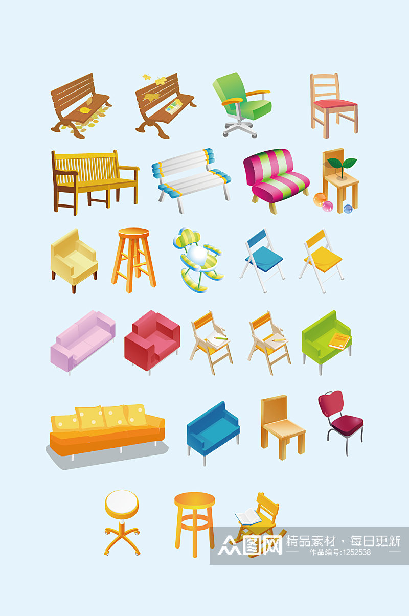 AI矢量凳子椅子沙发素材