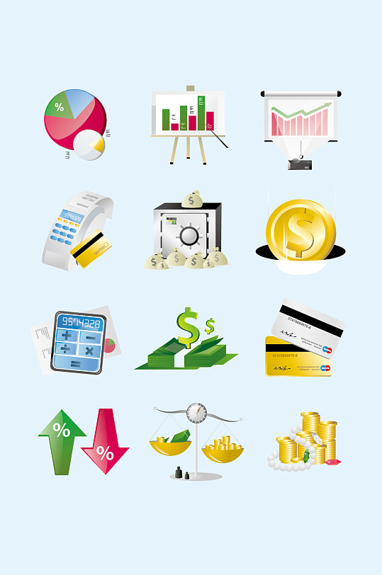 矢量科技金融元素圖標(biāo)