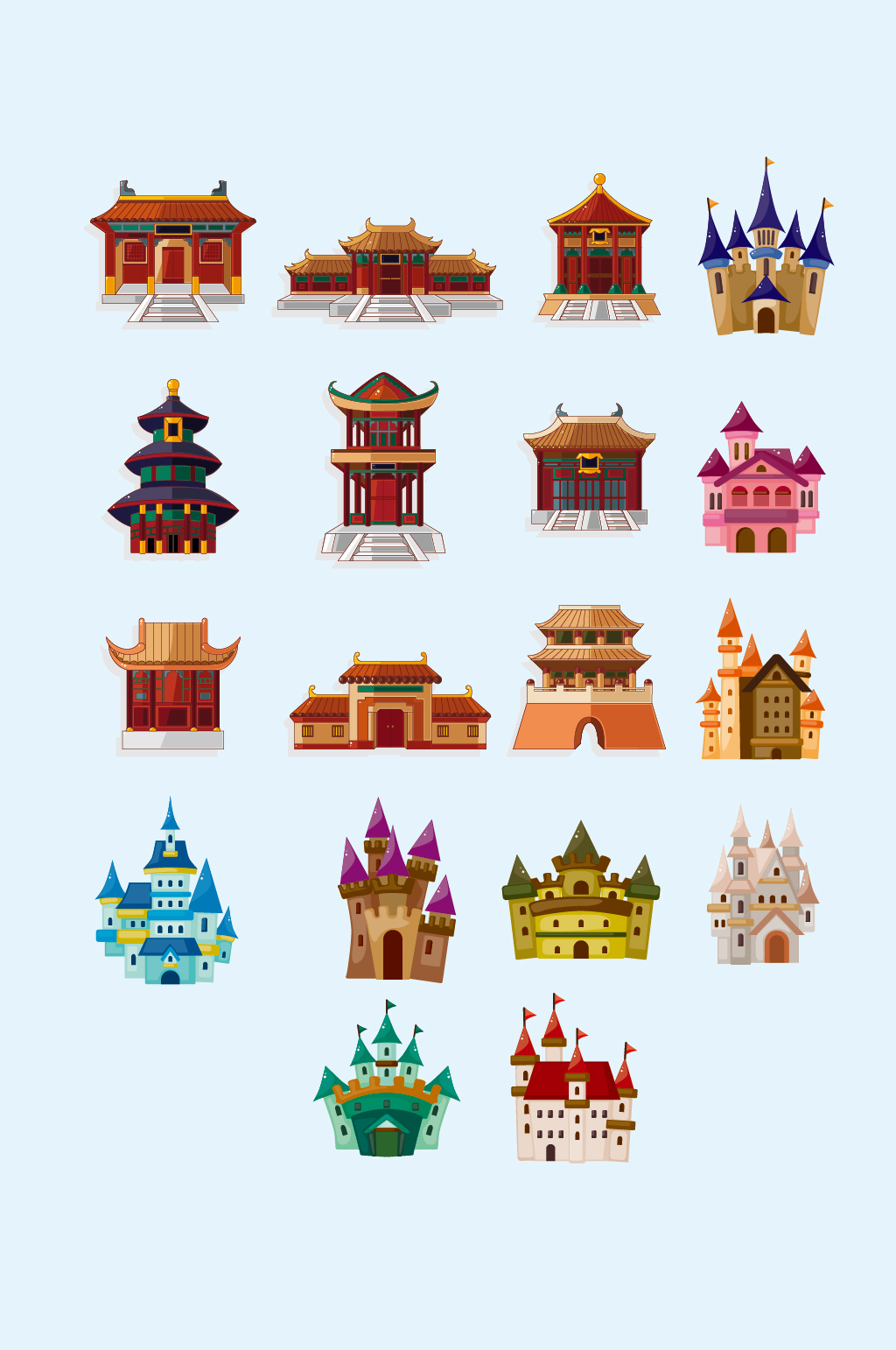 矢量城堡房子建筑素材