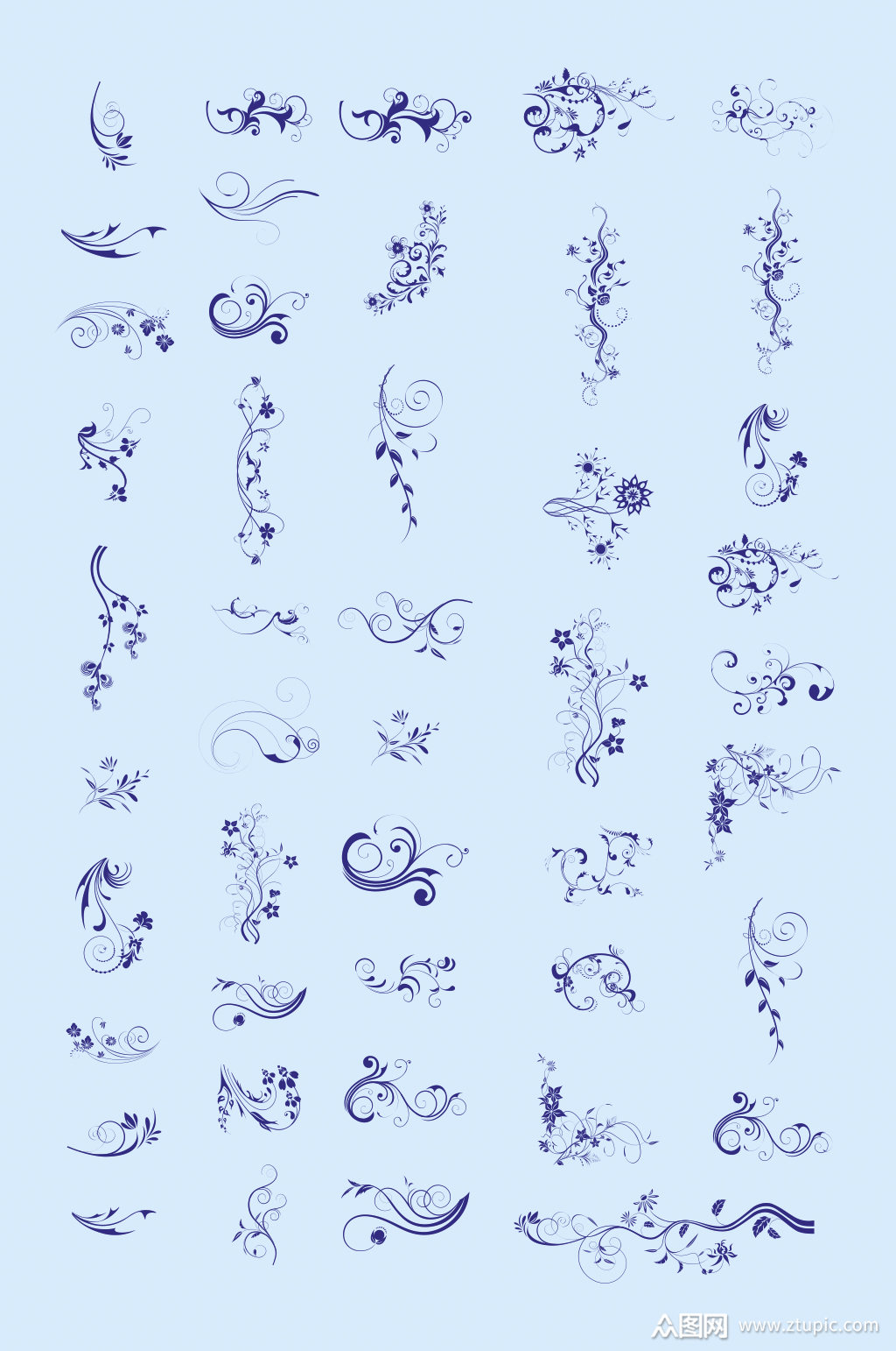 矢量花草花纹花边