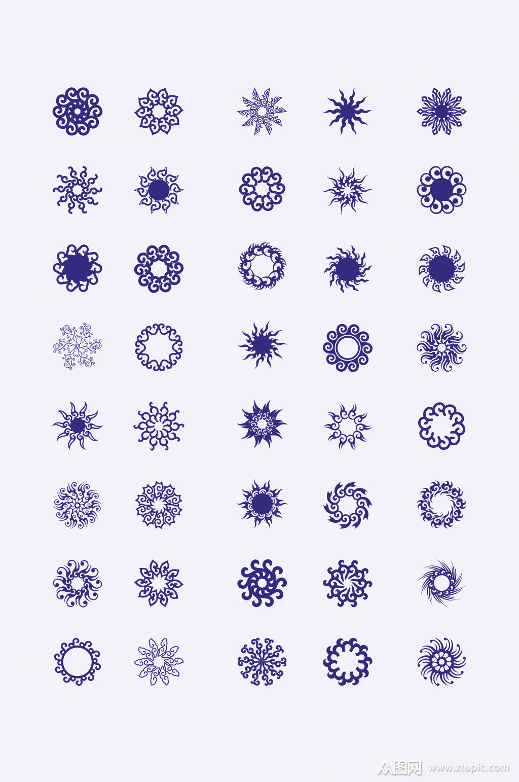 圆形矢量花纹花边模板下载-编号1254286-众图网