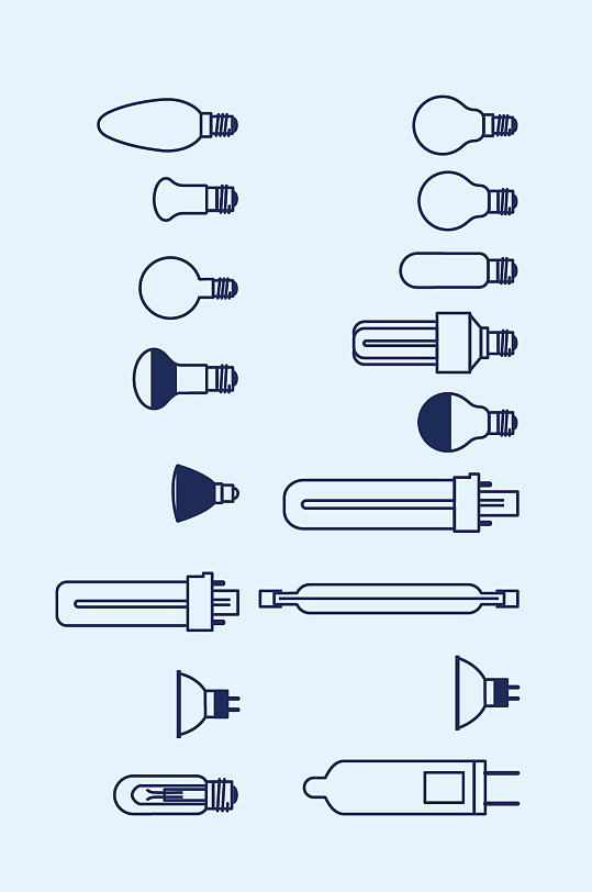 AI矢量线条灯泡灯