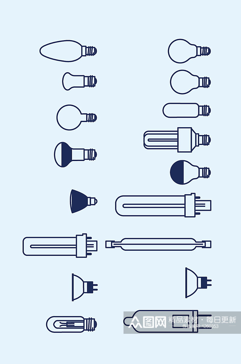 AI矢量线条灯泡灯素材