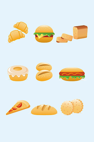 AI矢量快餐汉堡包面包
