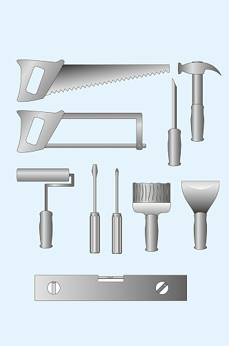 银色矢量粉刷装修工具