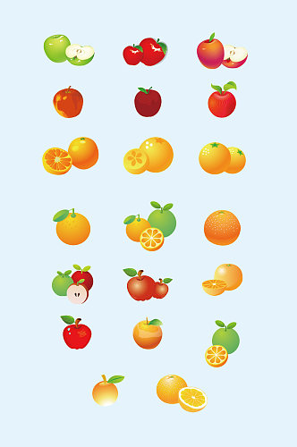AI矢量苹果橙子
