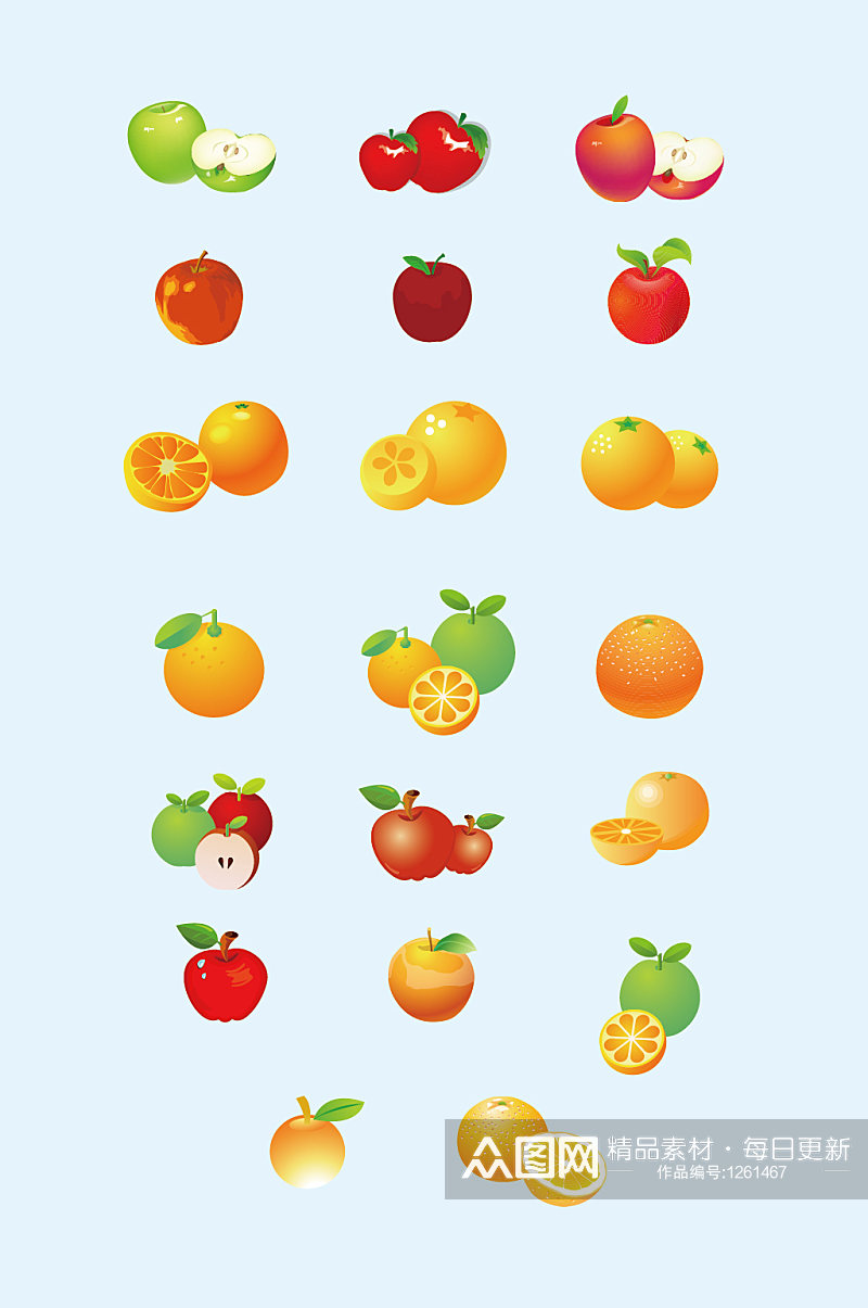 AI矢量苹果橙子素材