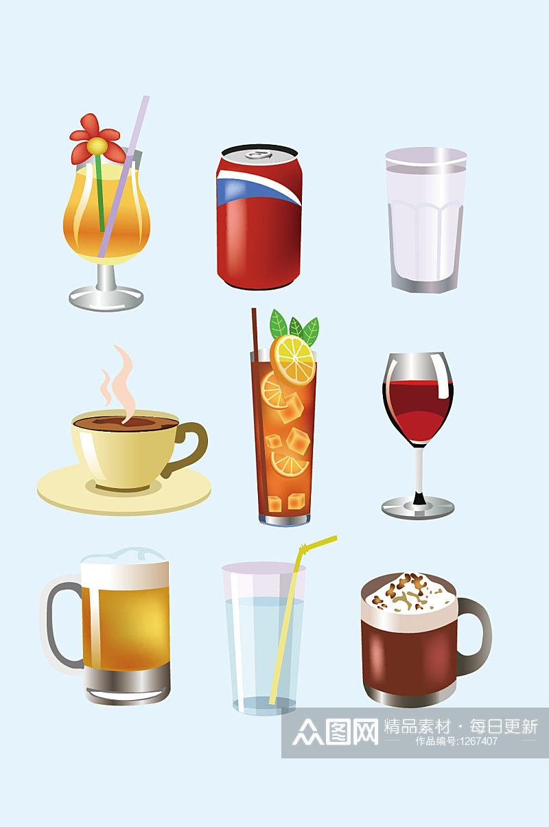 AI矢量各式饮料饮品素材