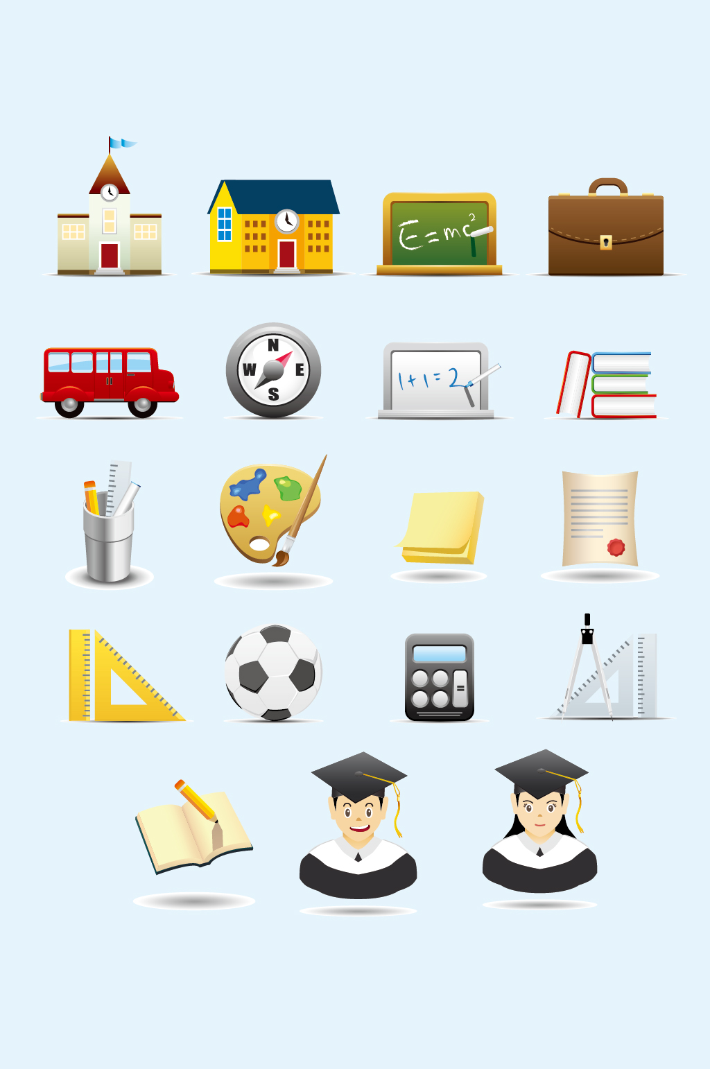 AI矢量学习园地用品图标素材