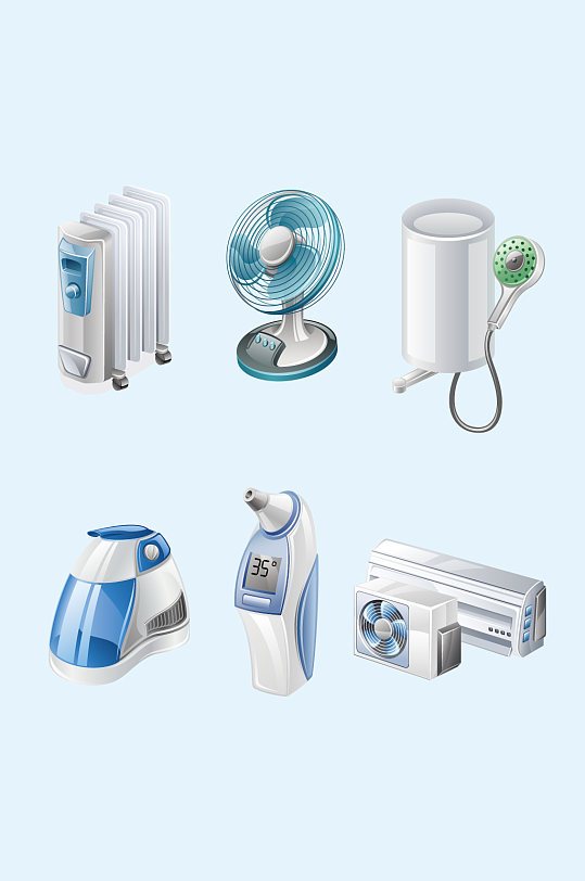 矢量家用电器元素-众图网