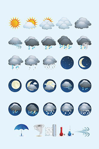AI矢量天气预报天气元素