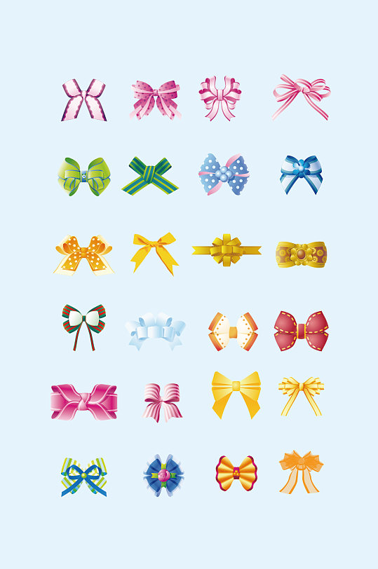 矢量手绘炫丽蝴蝶结