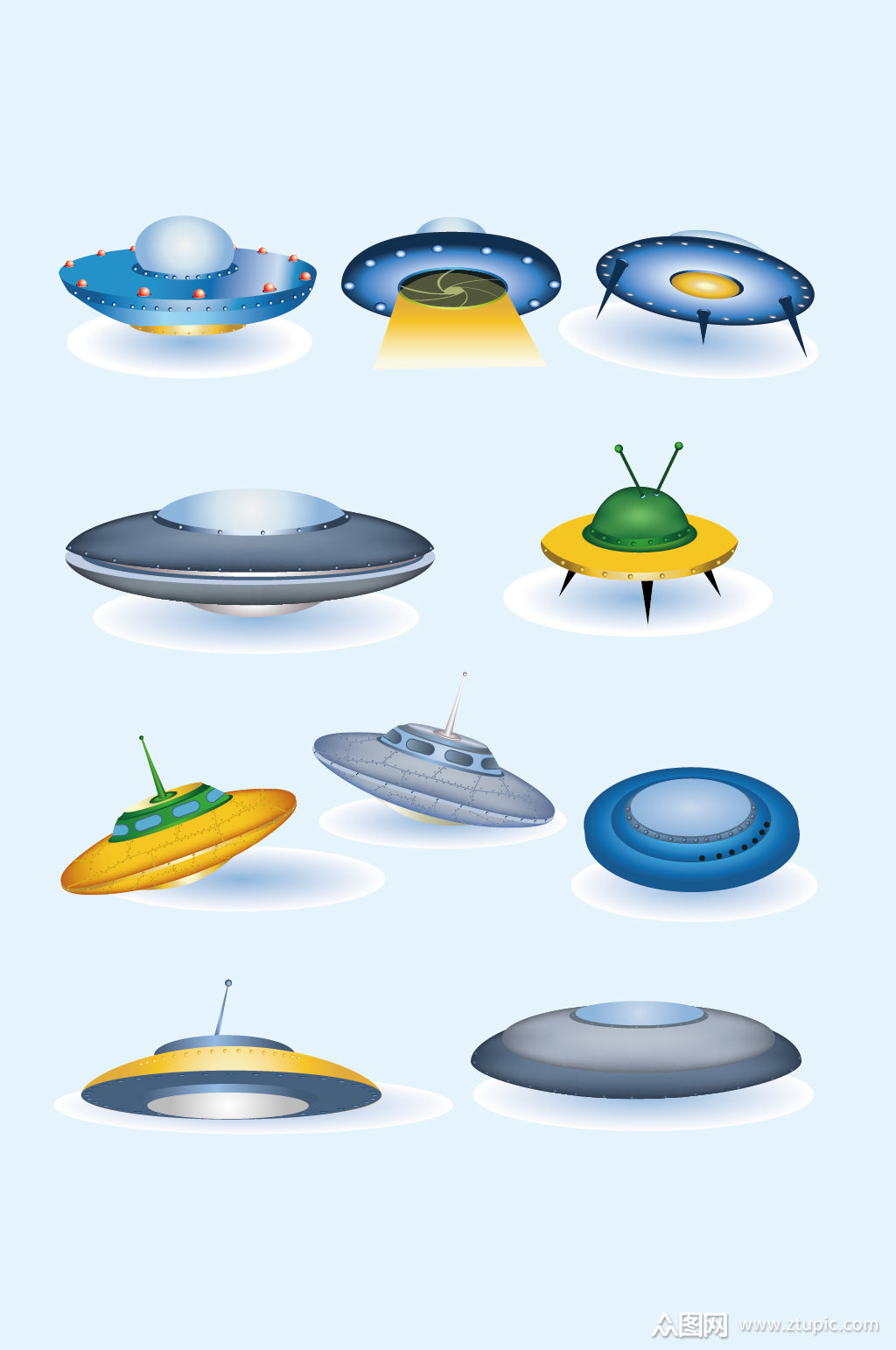 矢量卡通手绘飞碟素材