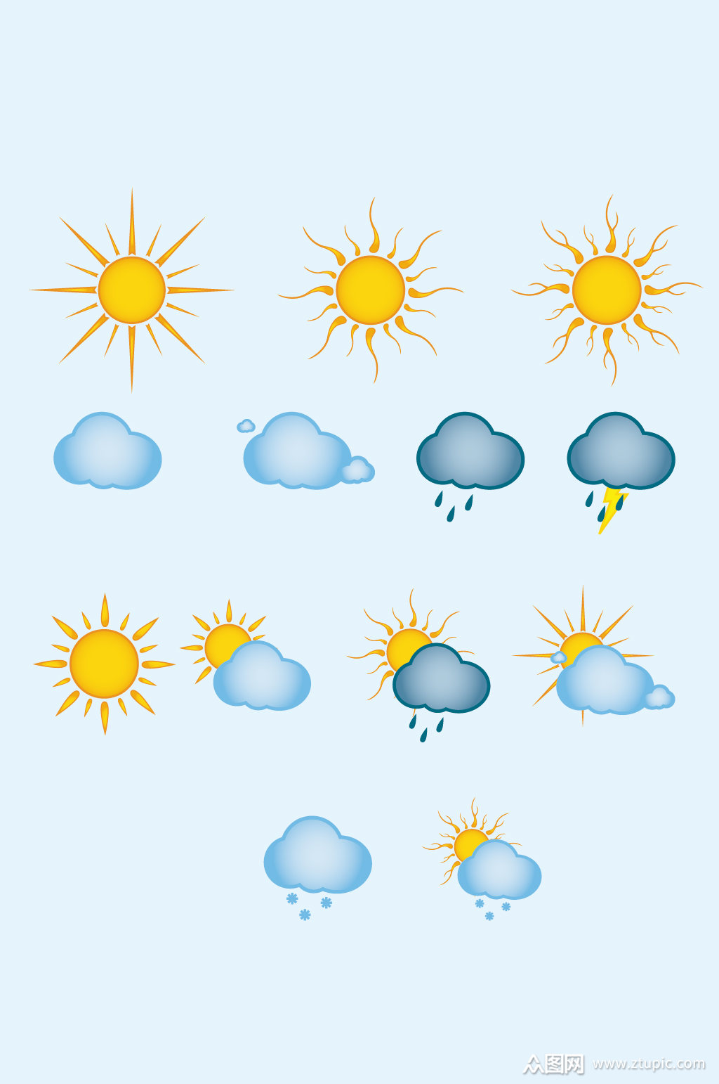 矢量天气预报天气元素素材