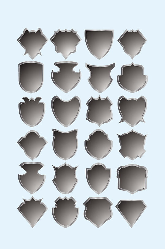 欧式矢量花纹盾牌边框