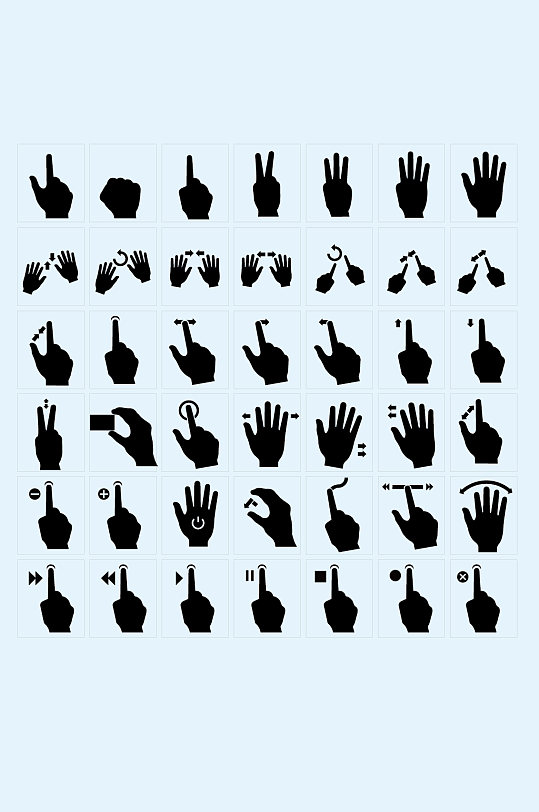ai矢量手指手剪影-众图网
