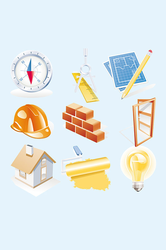 矢量手绘装修工具元素