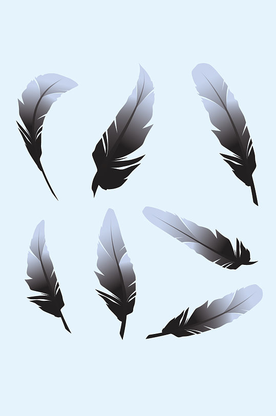 ai矢量黑白羽毛