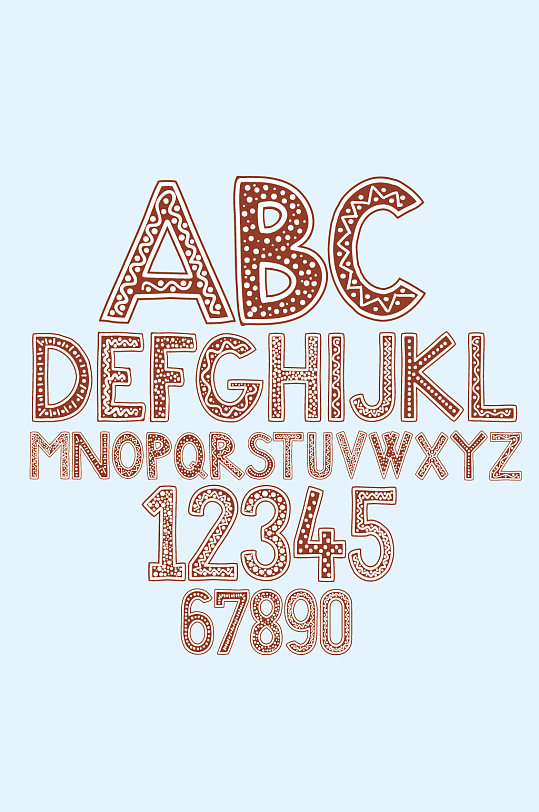 AI矢量大寫英文字母數(shù)字