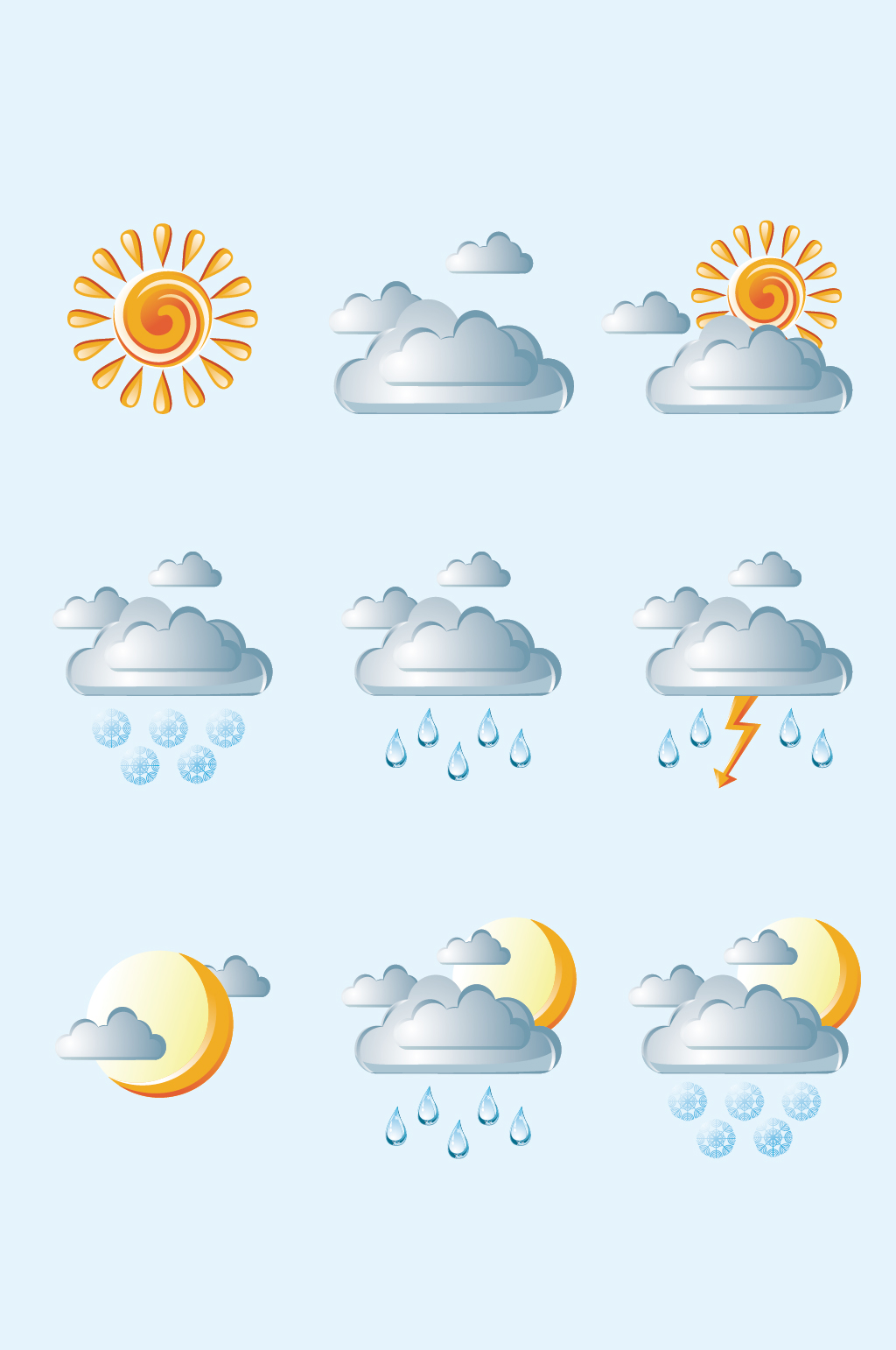 矢量天氣預(yù)報(bào)天氣圖標(biāo)元素素材
